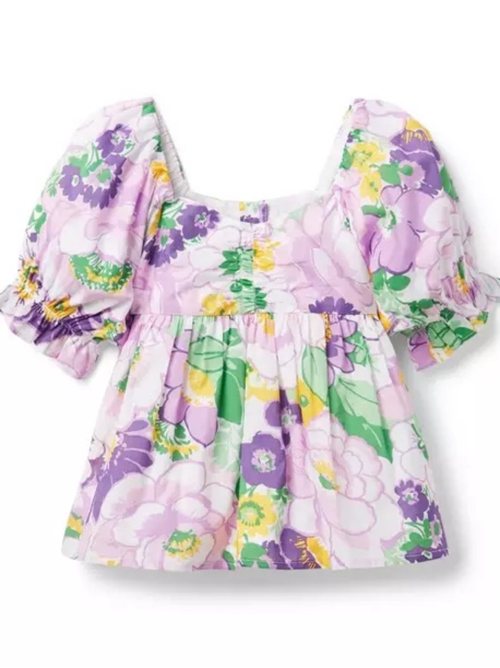 Janie and Jack Lavender Floral Puff-Sleeve Top